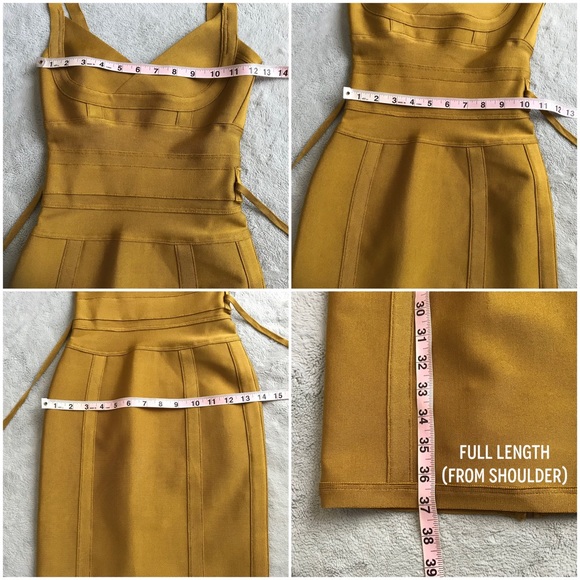 House of CB Belice Ginger Tie Waist Bandage Dress Mustard Gold Yellow Sz XS - Picture 13 of 13